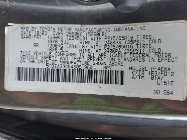 Toyota Sienna Le Image 9